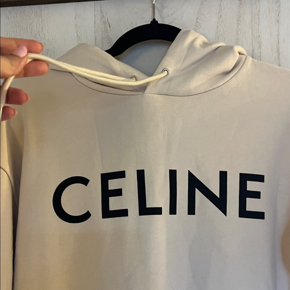 Celine Beige Hoodie with Black Logo - Picture 2 of 9